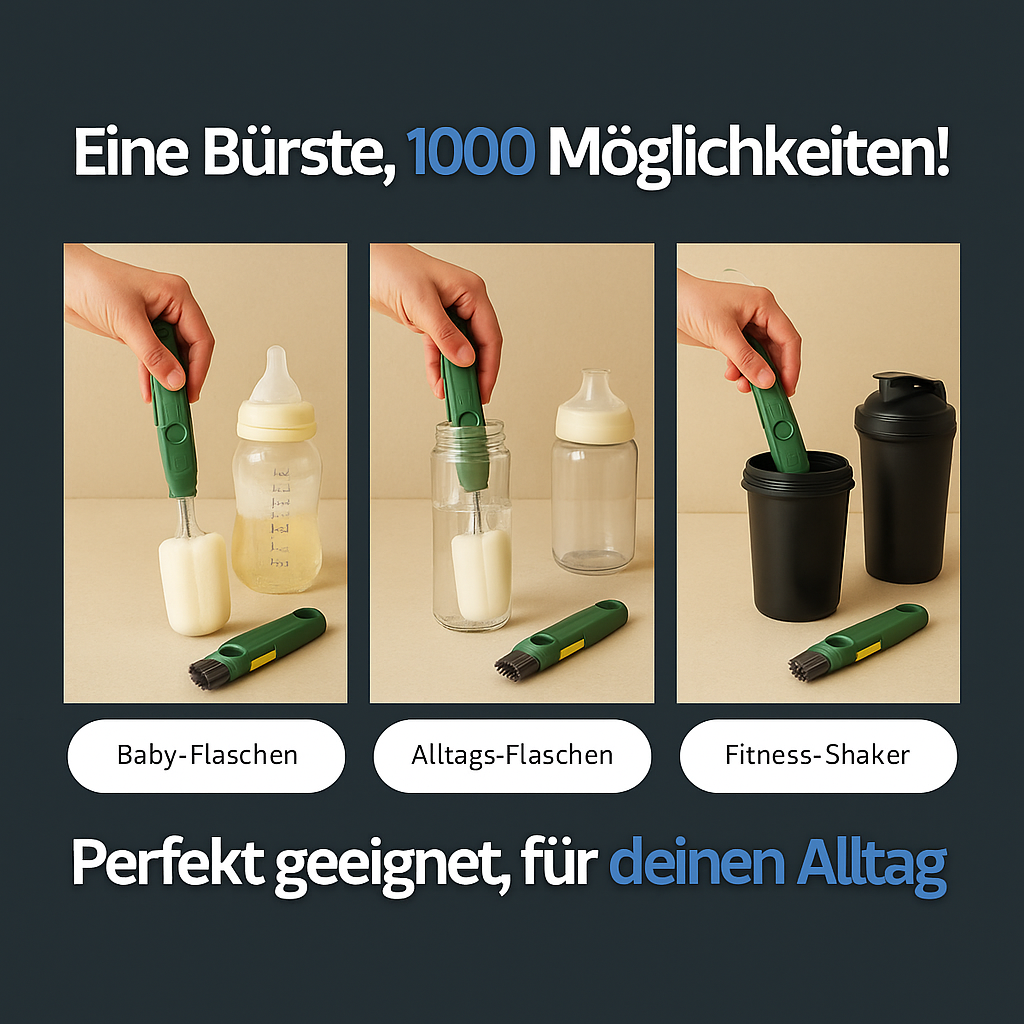 BottleBuddy 5 in 1 - Deine All-in-One Flaschenreinigungs-Bürste!