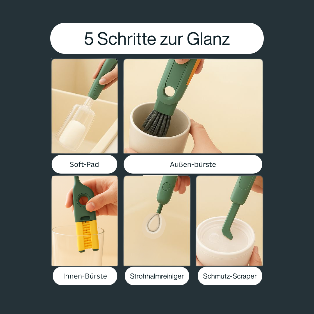 BottleBuddy 5 in 1 - Deine All-in-One Flaschenreinigungs-Bürste!